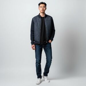 Magaschoni Men's Dark Blue Puffer Jacket